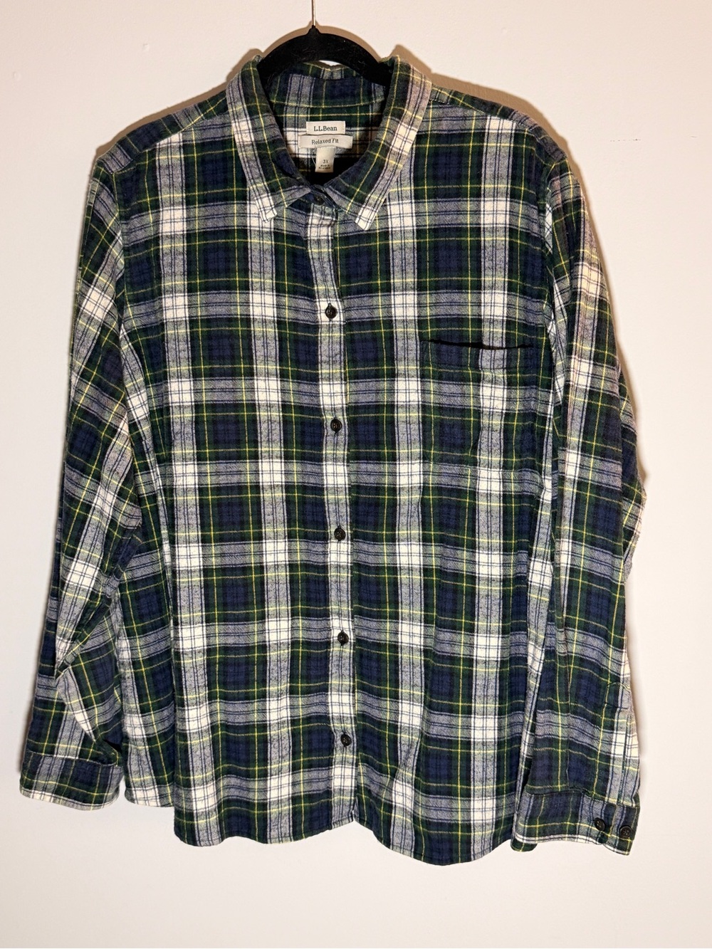 L.L. Bean Women’s Navy & Green Plaid Button-Up Shirt